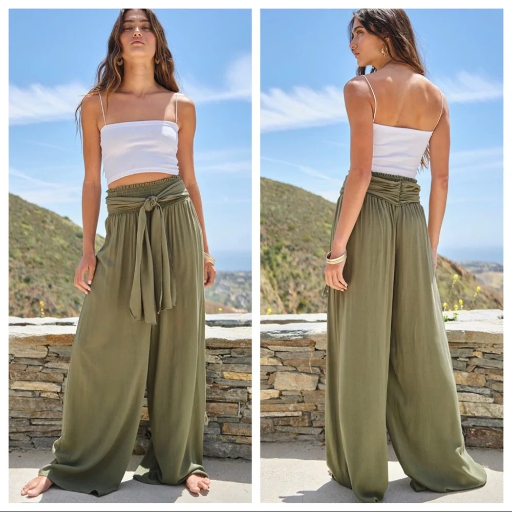 #06 Most Fabulous High Waist Wide Leg Tie at Waist Pants - Picture 5 of 5